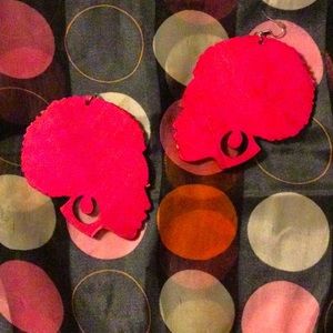 Hot Pink Afro Girls Earring